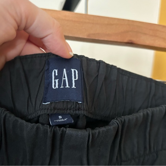GAP Twill‎ Cargo Pants Black Joggers Elastic Waist Stretch Cotton Lyocell Size S - Picture 4 of 7